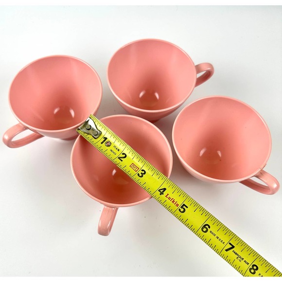 Vintage Pink Melmac Coffee Cups Retro 1950's Melamine MCM Mid Century Kitchen - Picture 5 of 7